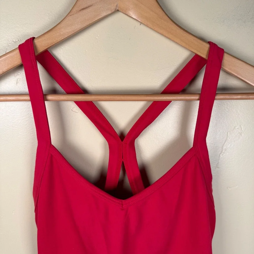 Alo Yoga Lotus Tank Women XS Cherry Red Strappy Racerback Built-in Bra‎ Workout